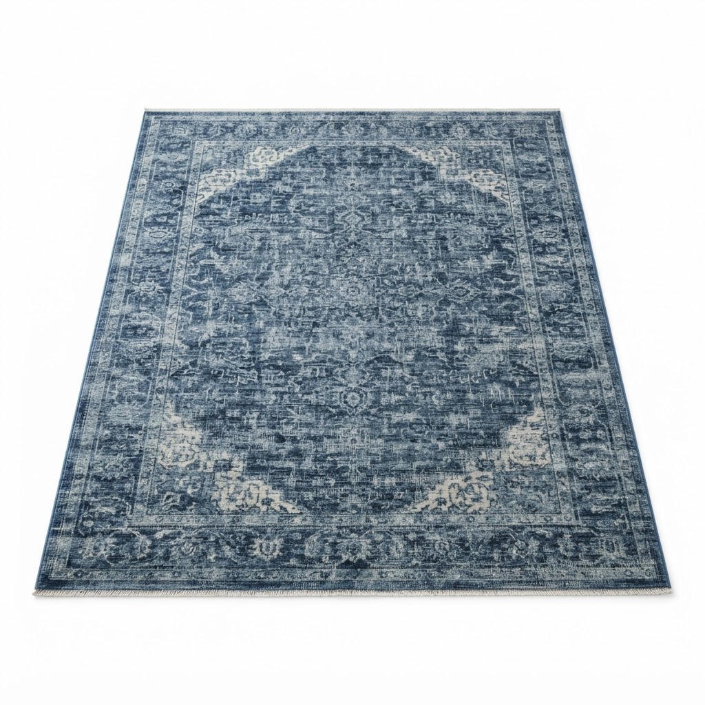 Blue Distressed Area Rug