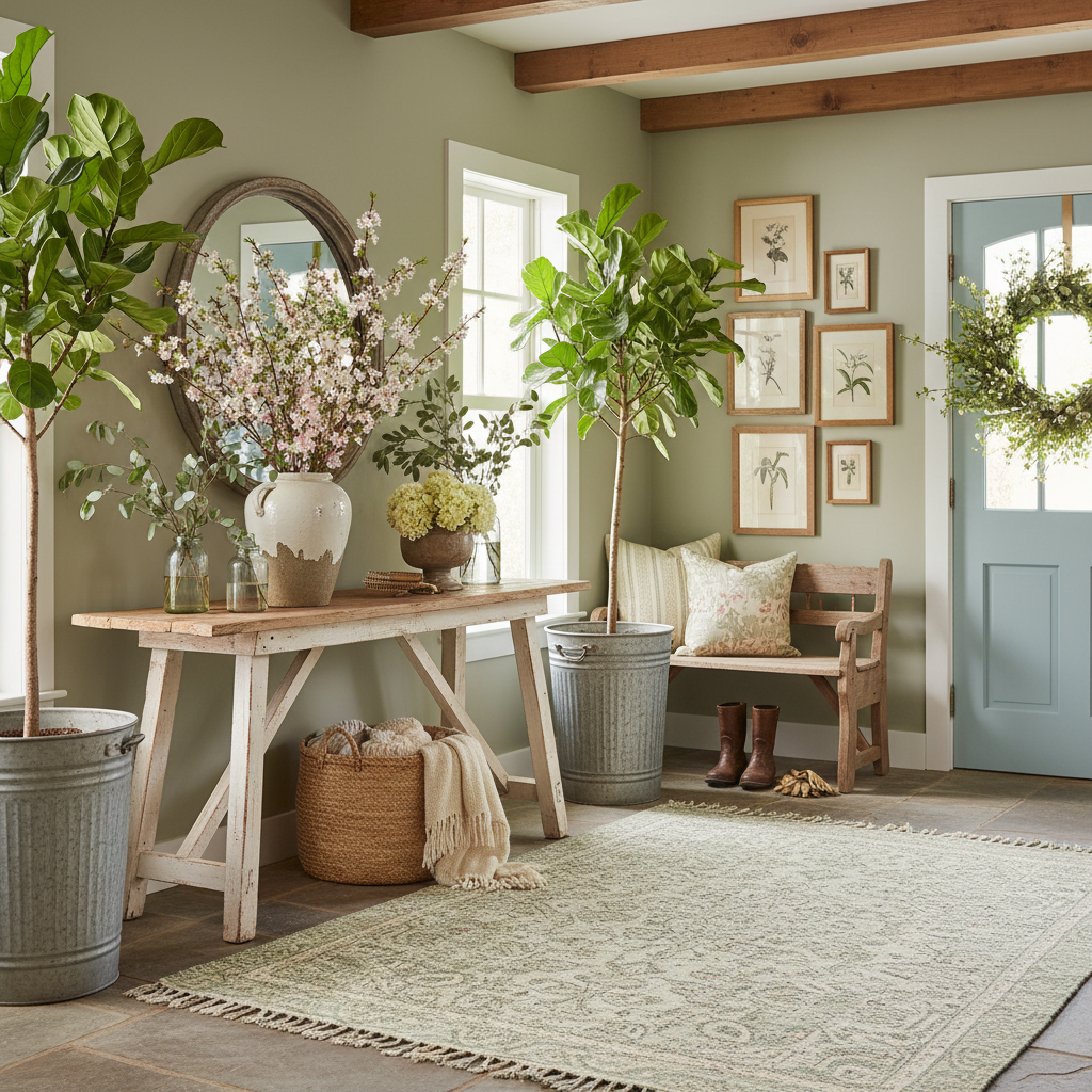 Rustic Spring Entryway