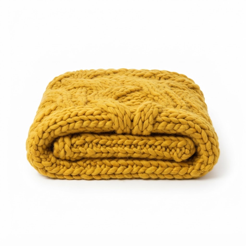 Transitional Mustard Yellow Chunky Knit Throw