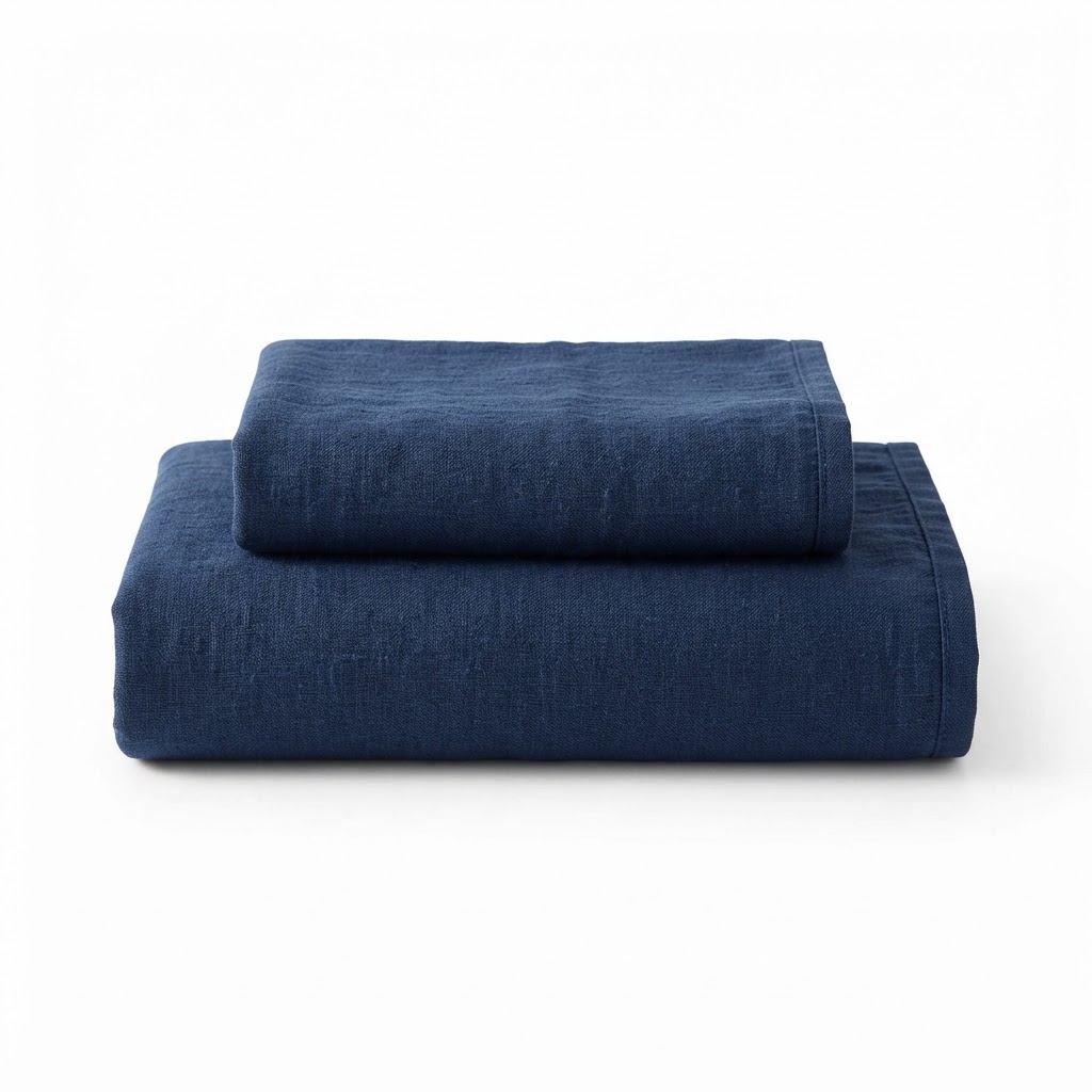 Navy Linen Towel Set