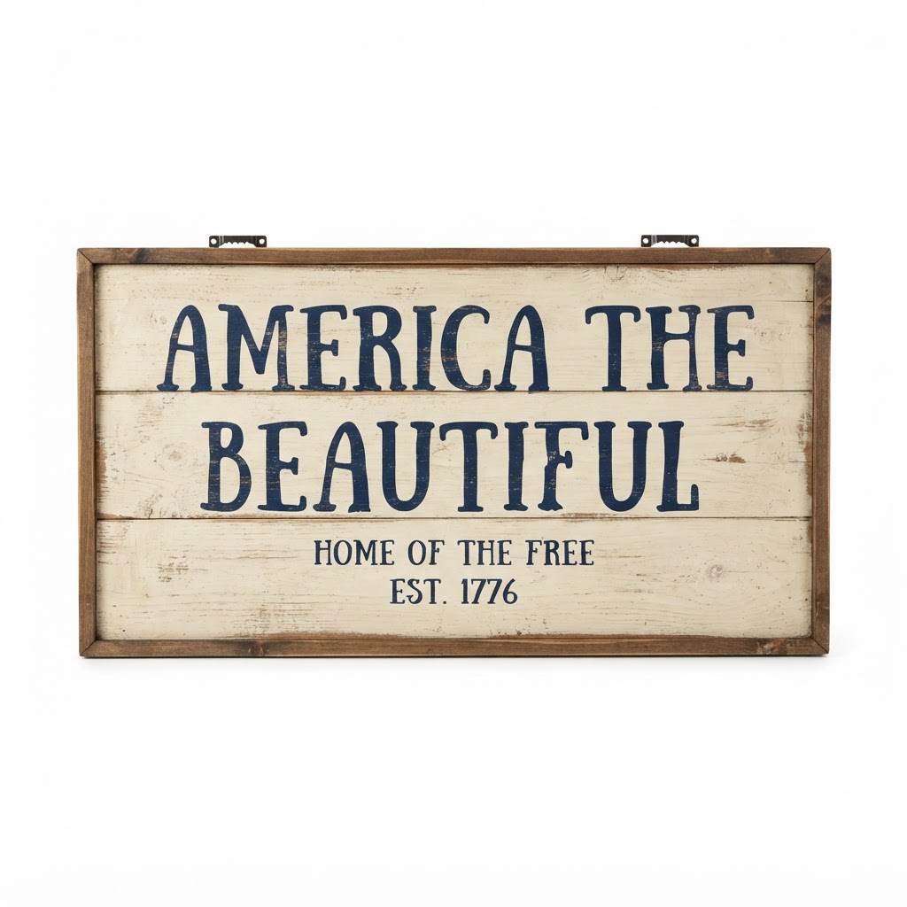 Wooden America the Beautiful Wall Sign