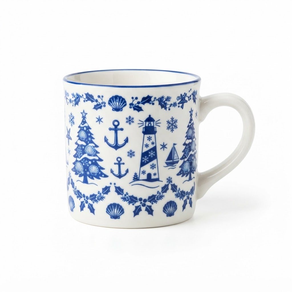 Blue and White Ceramic Coffee Mugs