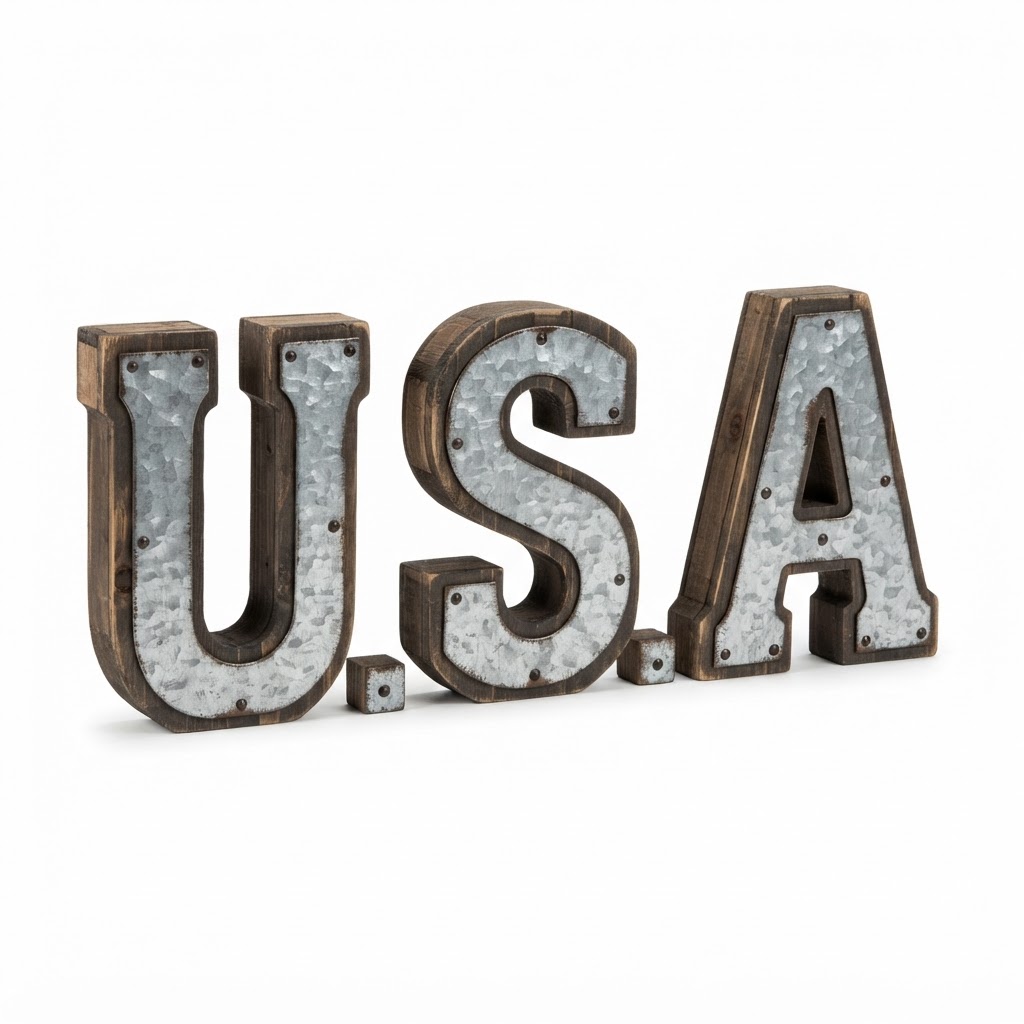 Wood & Metal U.S.A. Letter Blocks