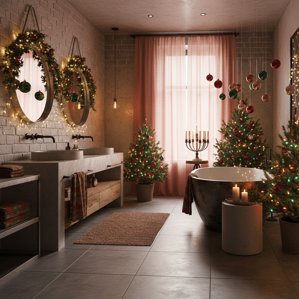 Industrial Christmas Master Bathroom