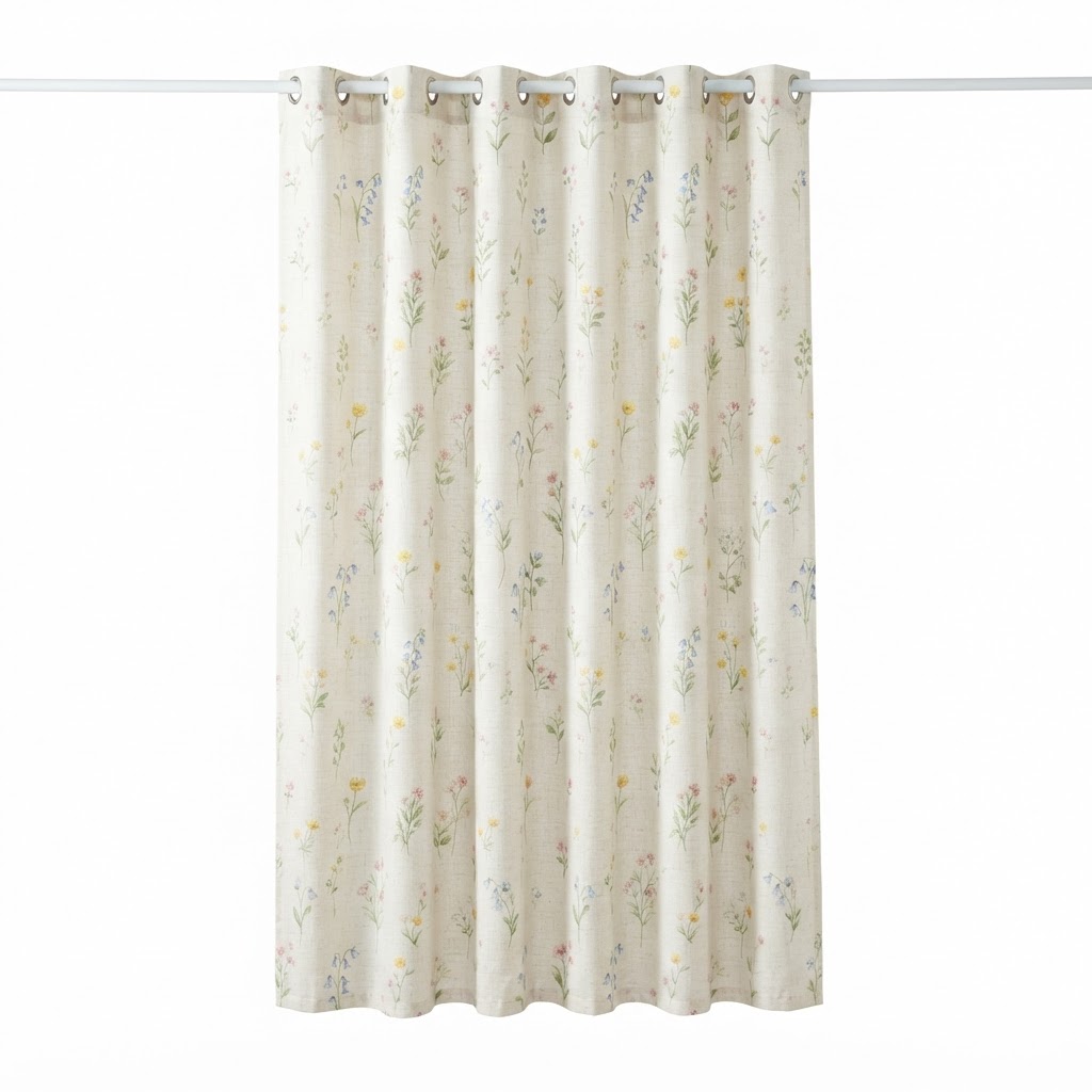 Spring Cotton Linen Shower Curtain