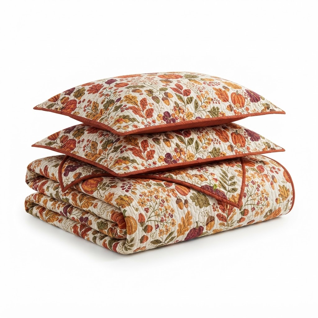 Autumn Floral Cotton Quilt Set