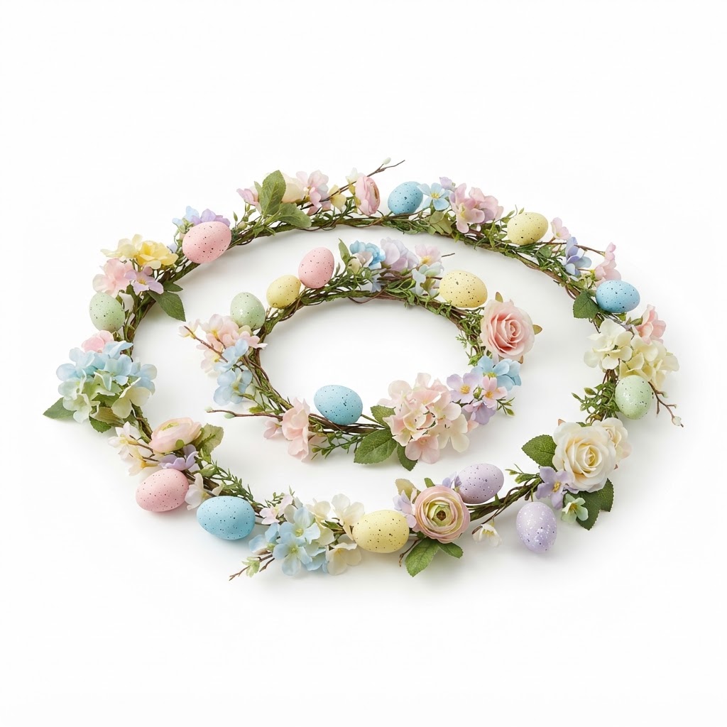Pastel Artificial Flower and Egg Garland