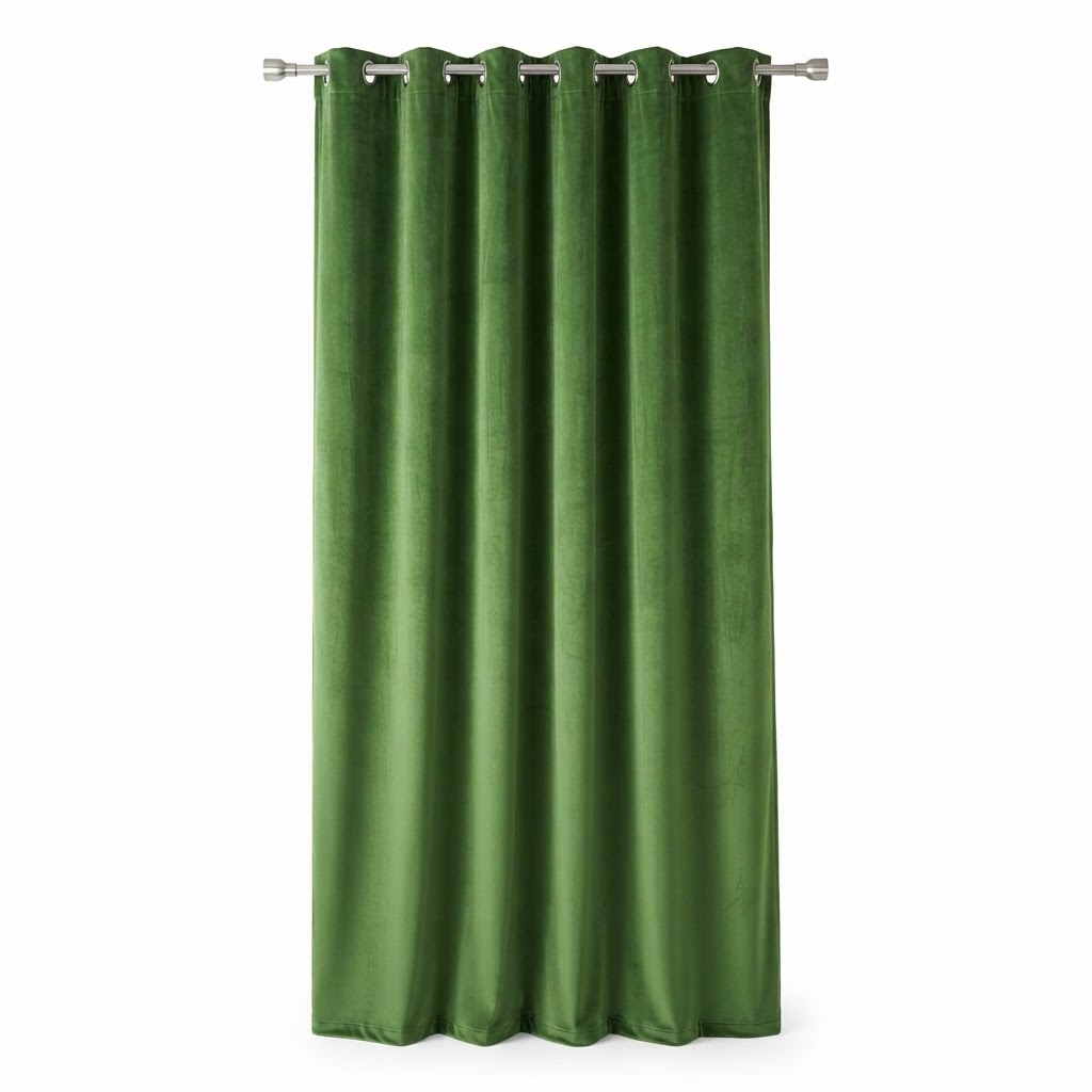 Spring Lush Green Velvet Decorative Curtains