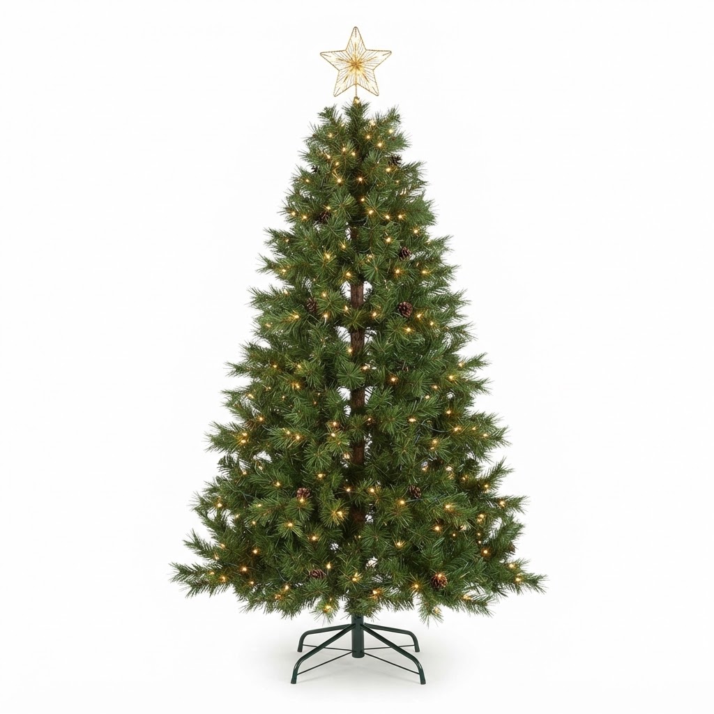 Star-Topped Pre-Lit Pine Tree