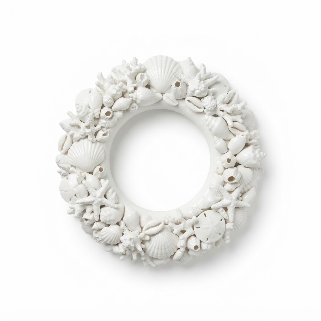 White Ceramic Shell Wreath