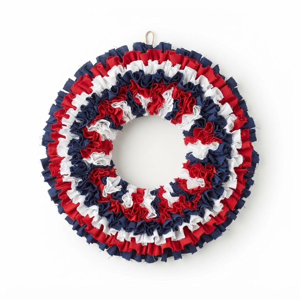 Handmade Ruffled Red White and Blue Wreaths