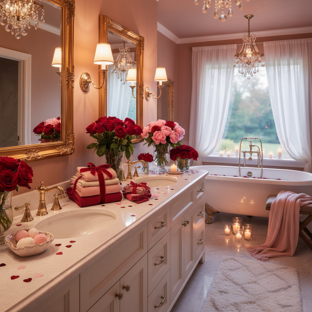 Transitional Valentine's Day Master Bathroom