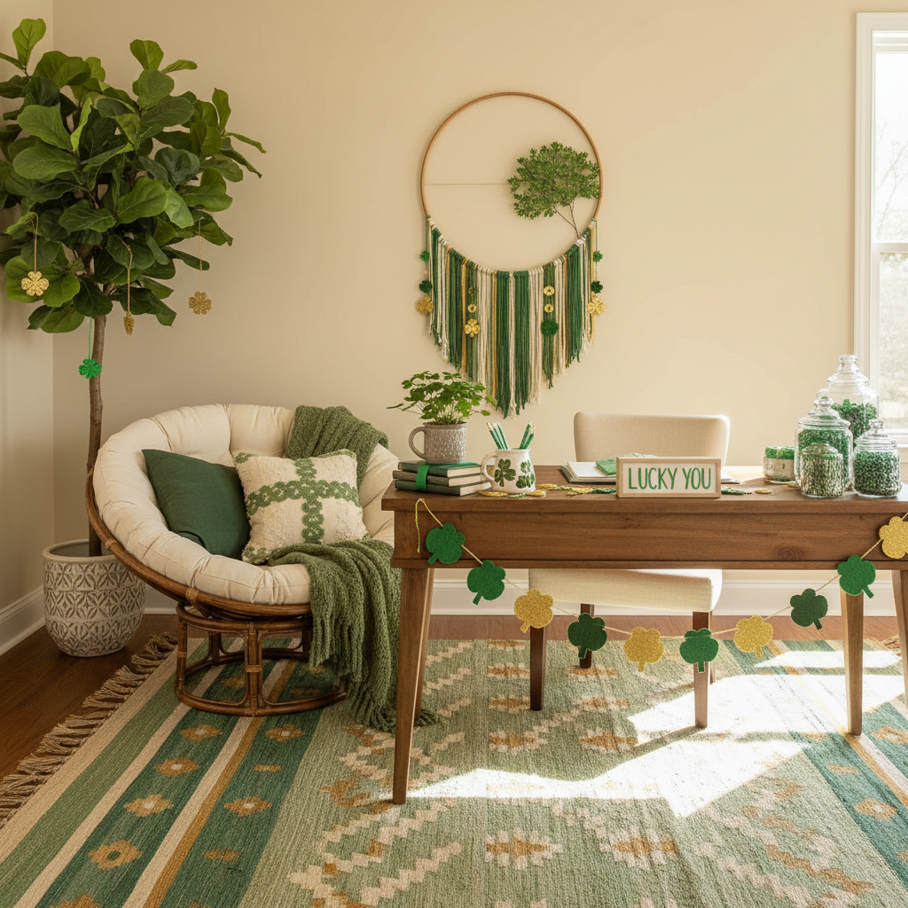 Boho St. Patrick's Day Home Office