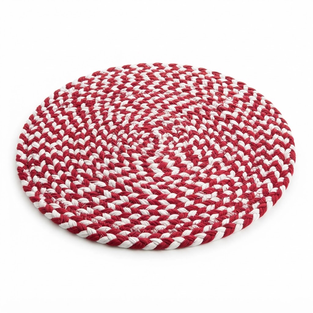 core Red and White Braided Area Rug