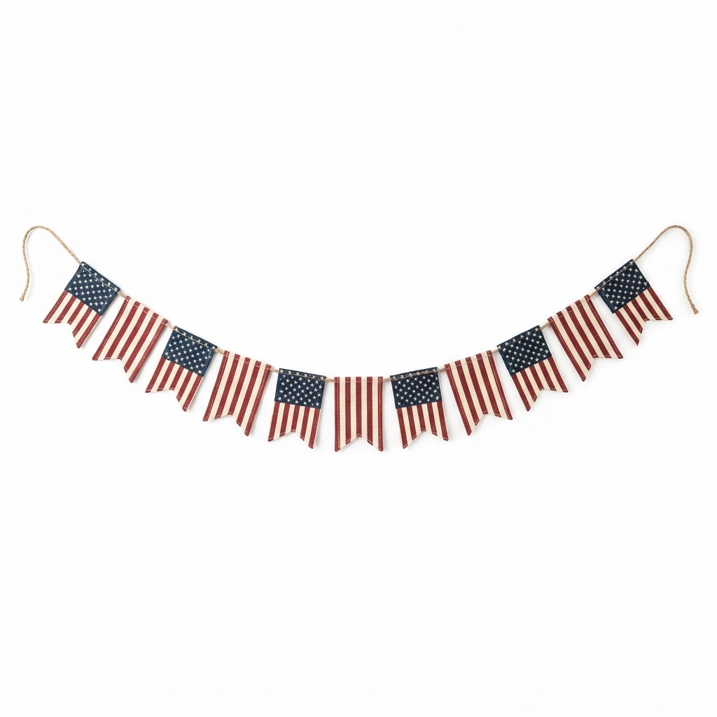 Independence Day fabric flag bunting garland
