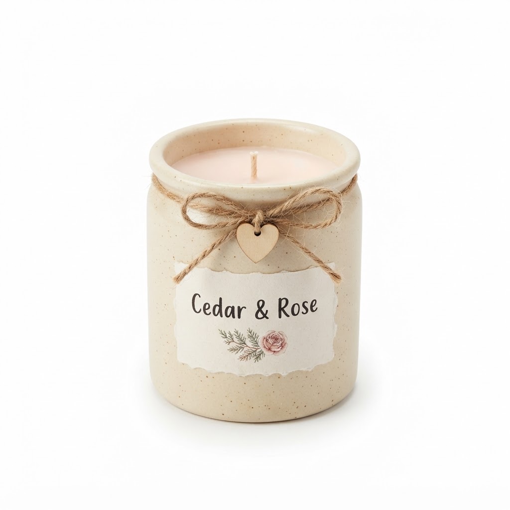 Cedar and Rose Scented Candle