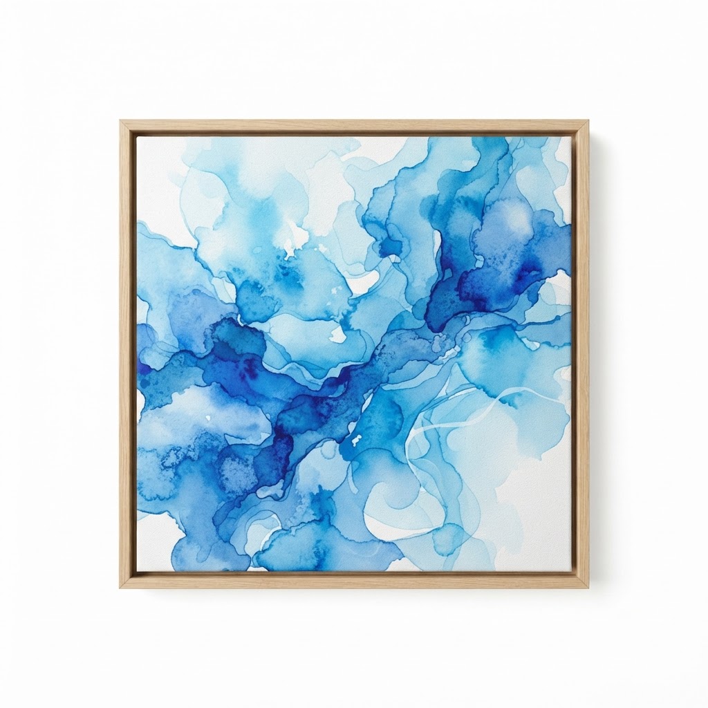 Blue Watercolor Abstract Wall Art