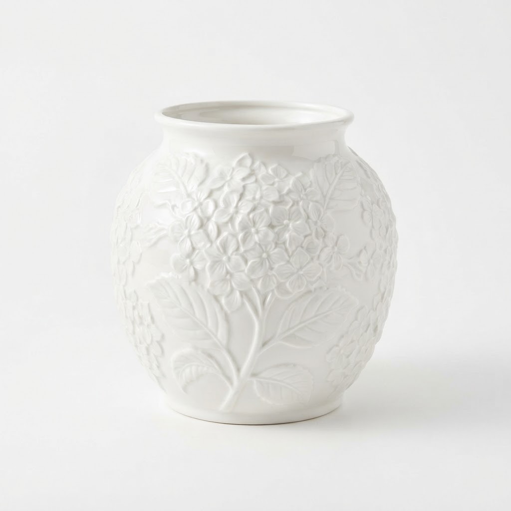 White Ceramic Hydrangea Flower Vase