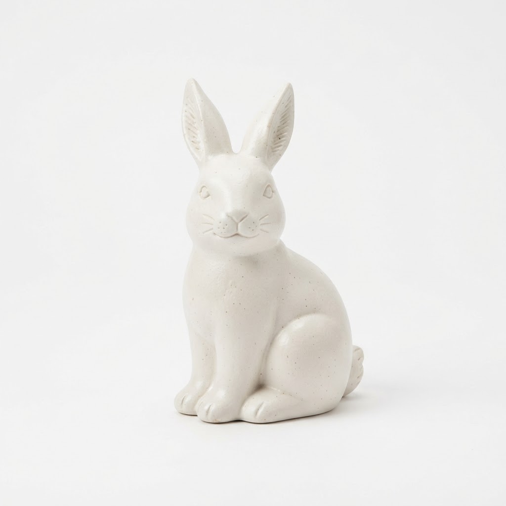 Ceramic White Bunny Bathroom Sculpture
