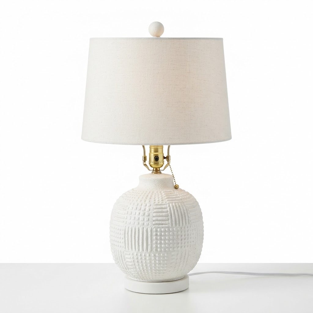 Ceramic White Textured Table Lamp
