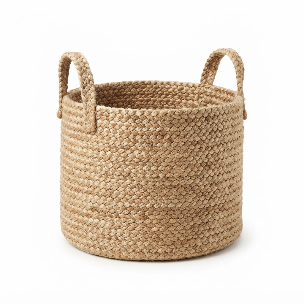 Hand-Woven Jute Storage Basket