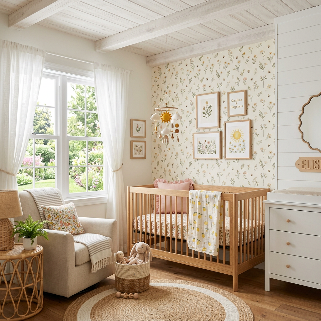 Modern Cottage Summer Baby Girl Nursery