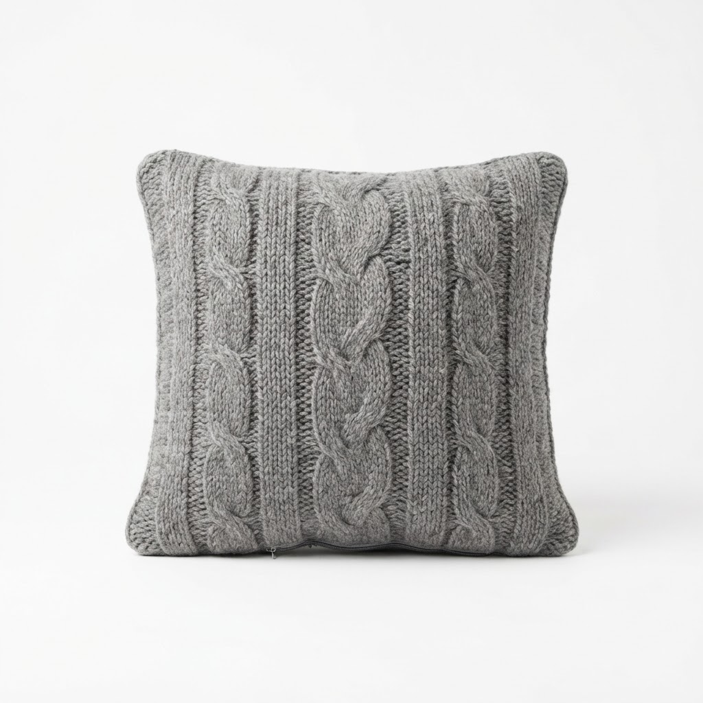 Knit Grey Throw Pillow