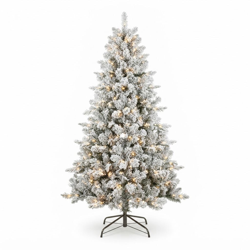Flocked Pre-Lit Winter Tree