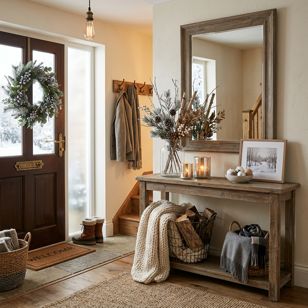 Rustic Winter Entryway