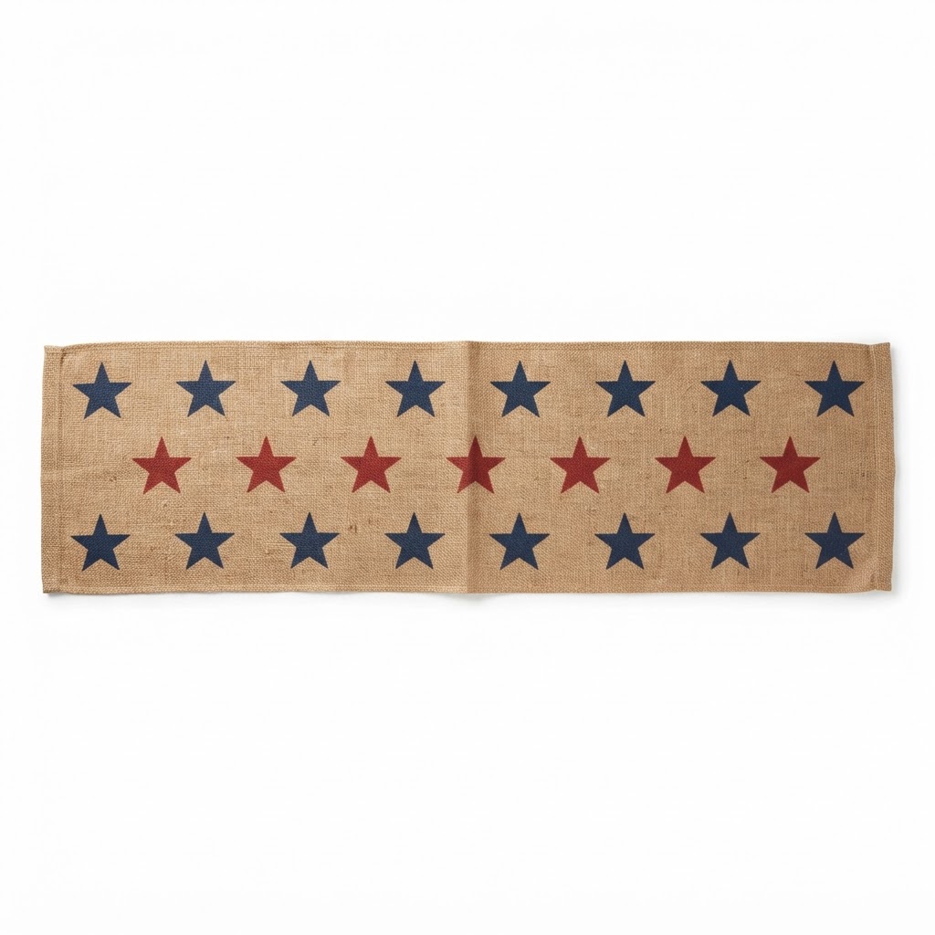 Patriotic Burlap and Star Table Runner