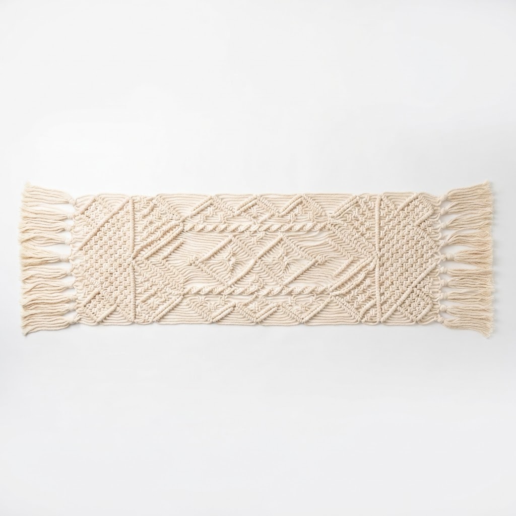 Cream Macrame Table Runner
