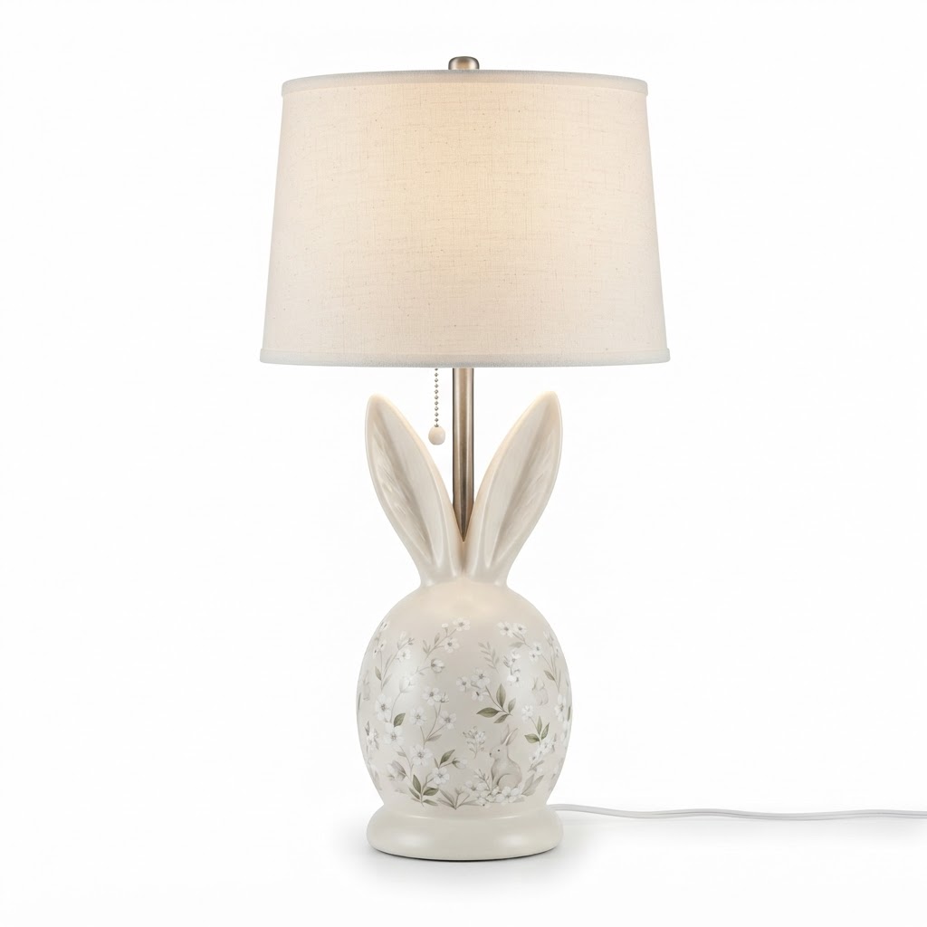 Transitional Rabbit Ear Ceramic Table Lamp