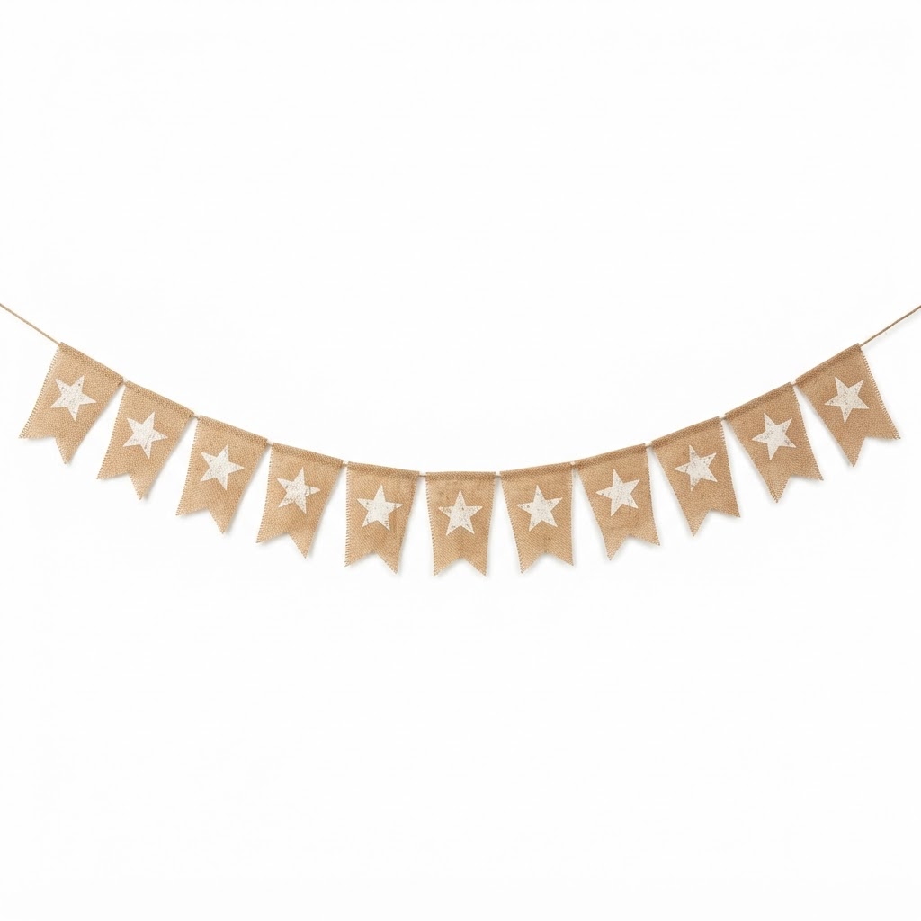 Burlap Star Pennant Banner