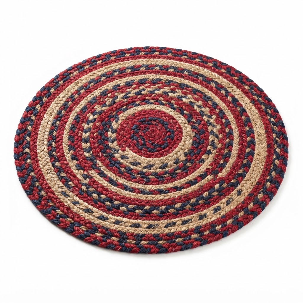 core Braided Red and Blue Area Rug