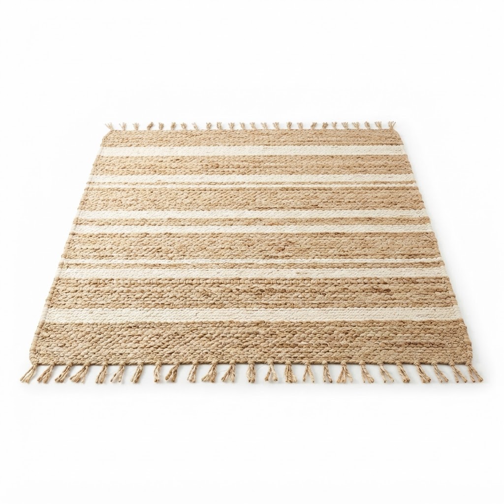 Neutral Striped Jute Area Rug