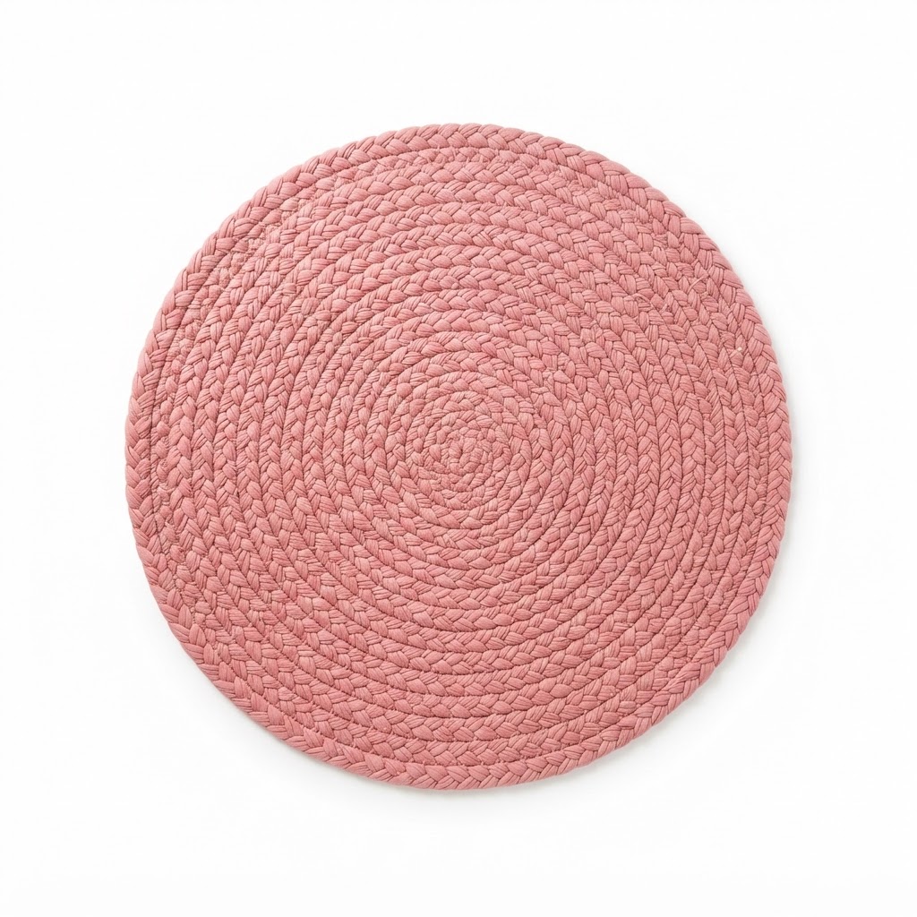 Circular Braided Cotton Pink Rug