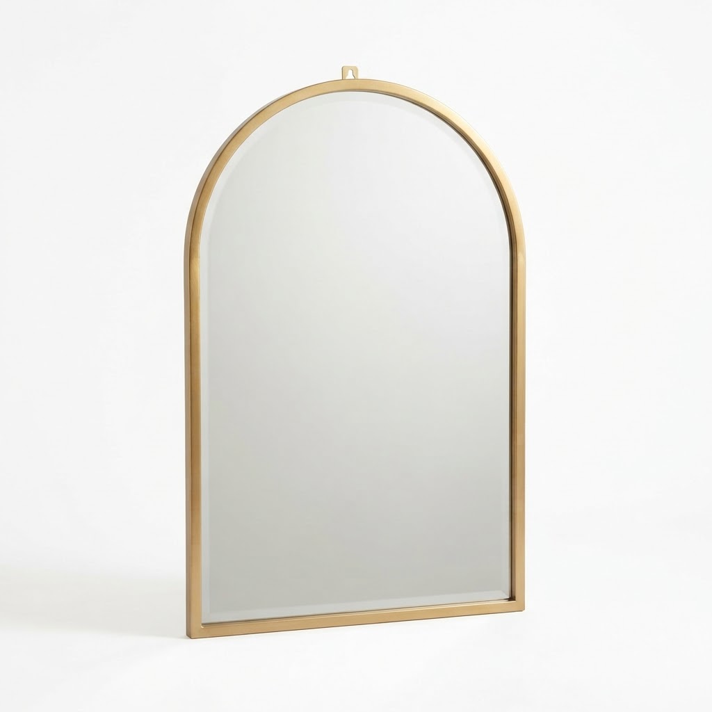 Transitional Gold Framed Arch Wall Mirror
