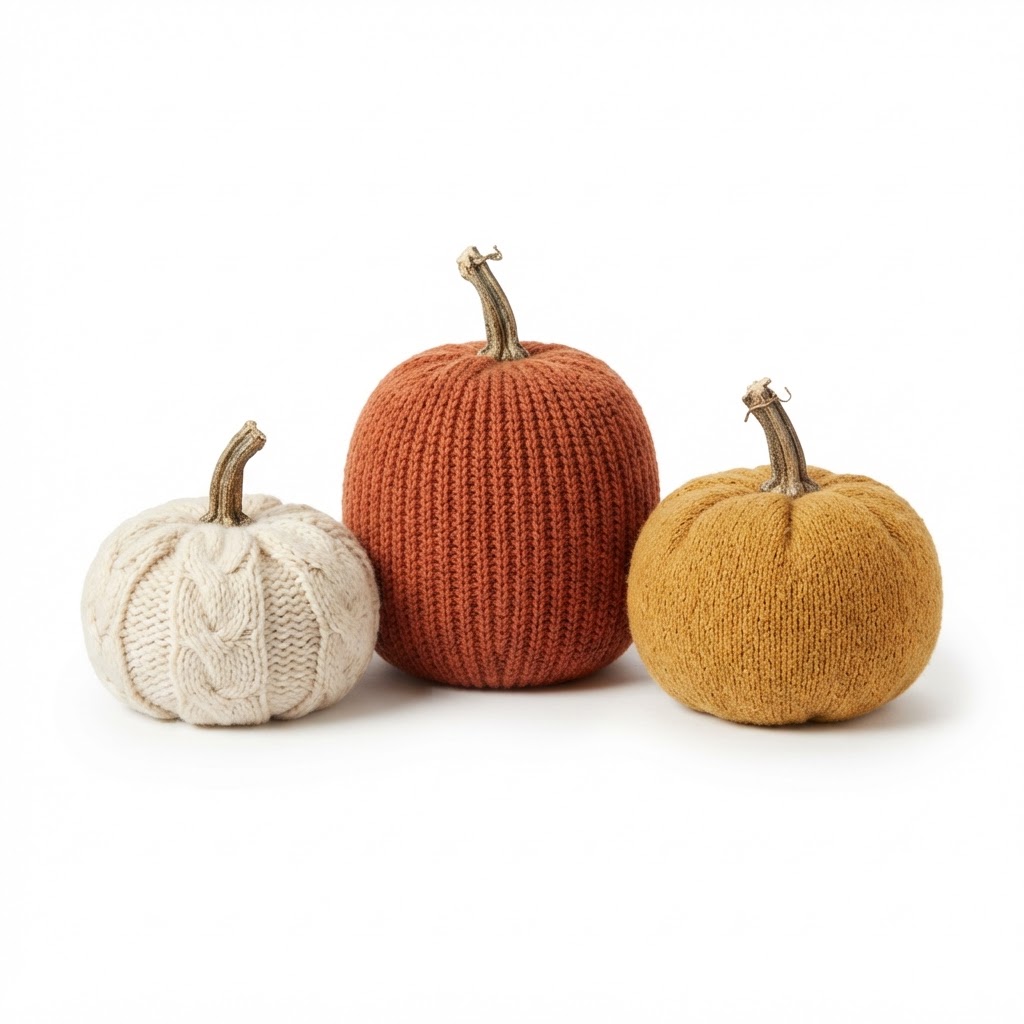 Knitted Fabric Pumpkin Trio