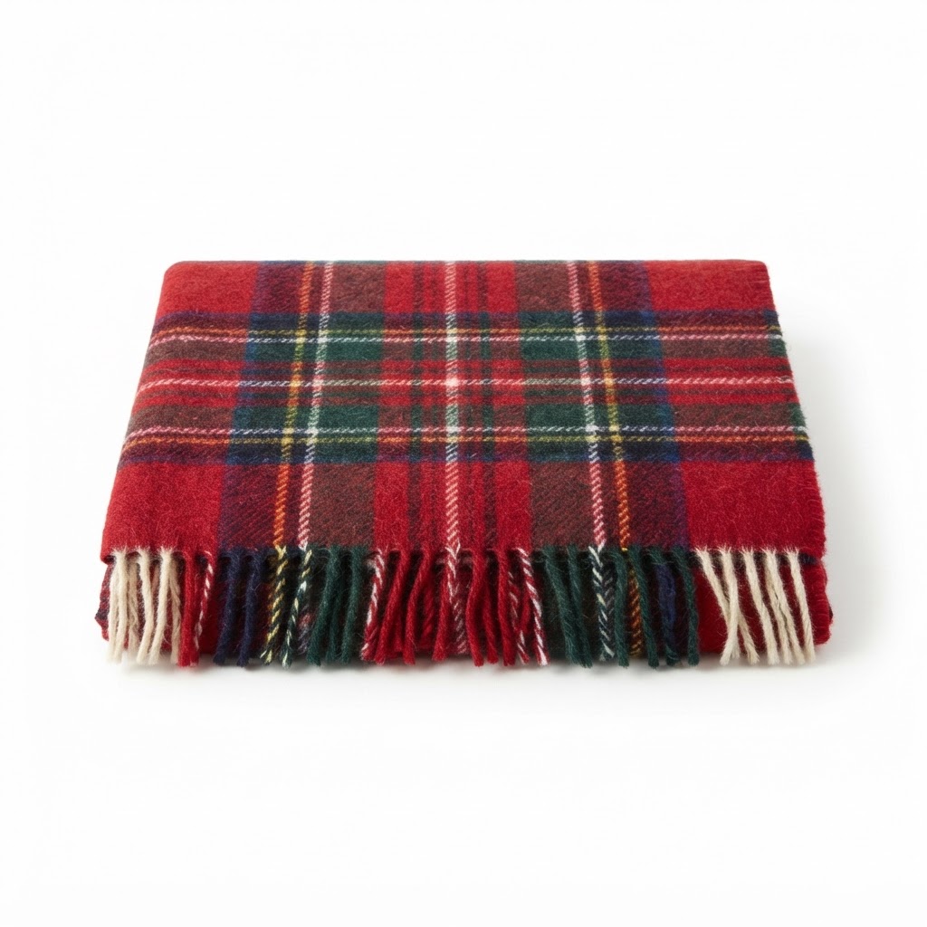 Christmas Plaid Wool Throw Blanket