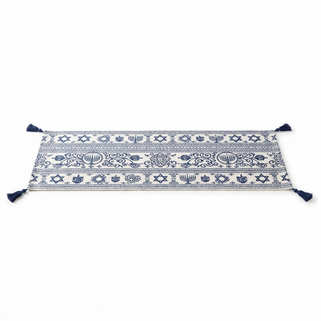 Blue and White Patterned Table Runner