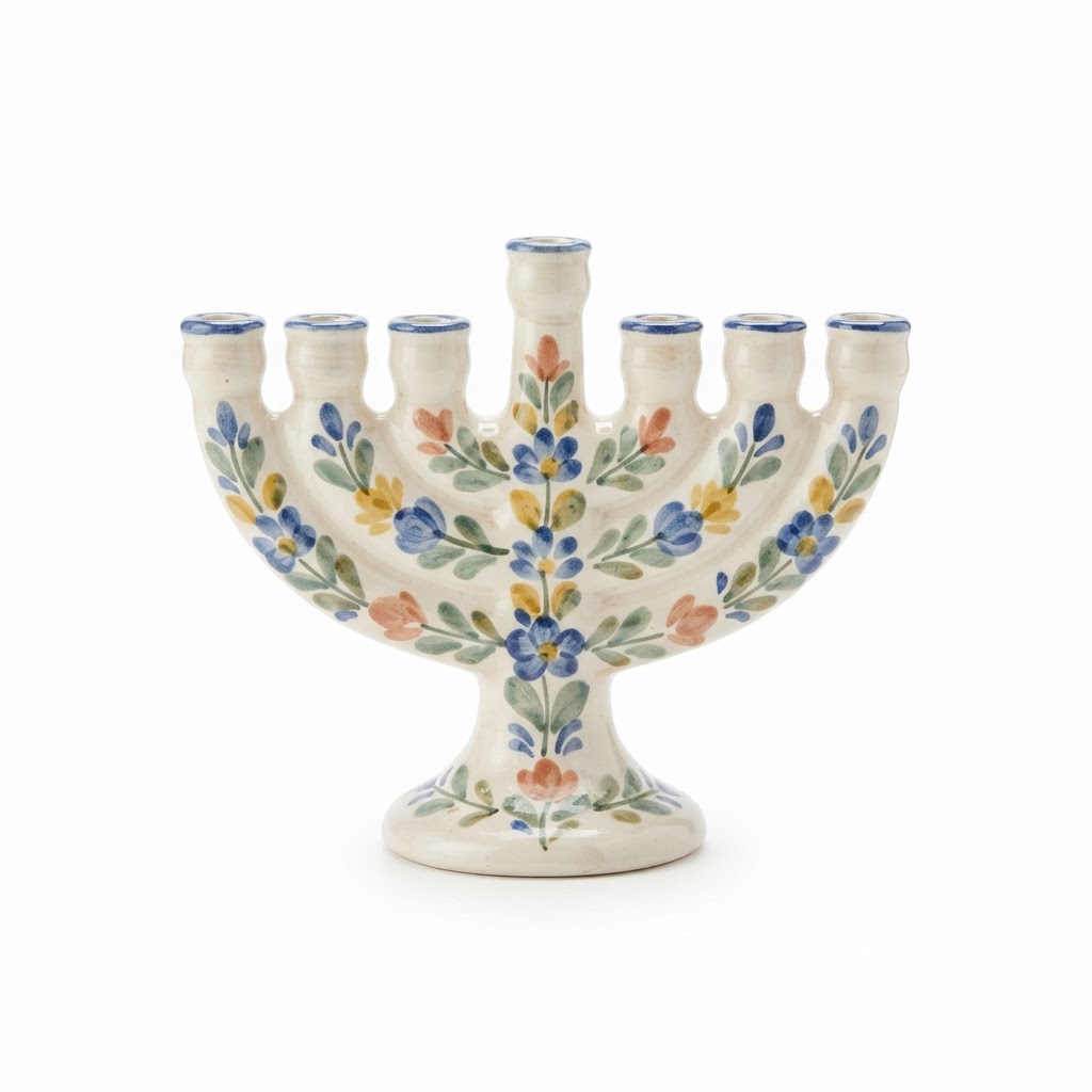 Hand-Painted Ceramic Menorah