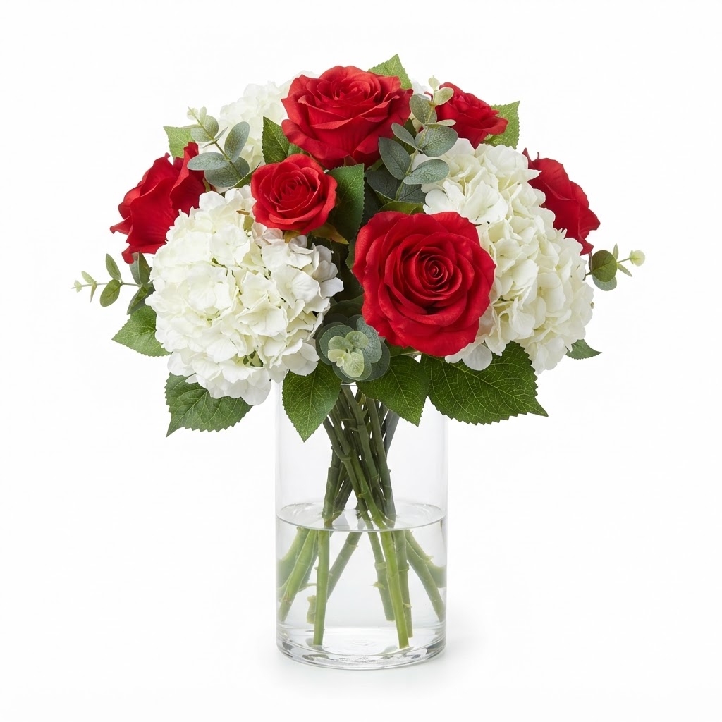 Valentine's Rose and Hydrangea Centerpiece