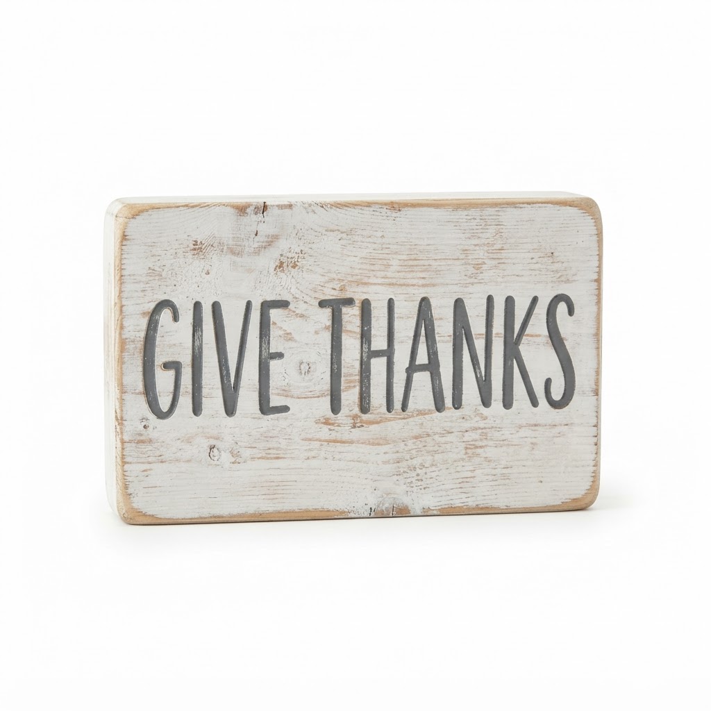 Wood 'Give Thanks' Sign