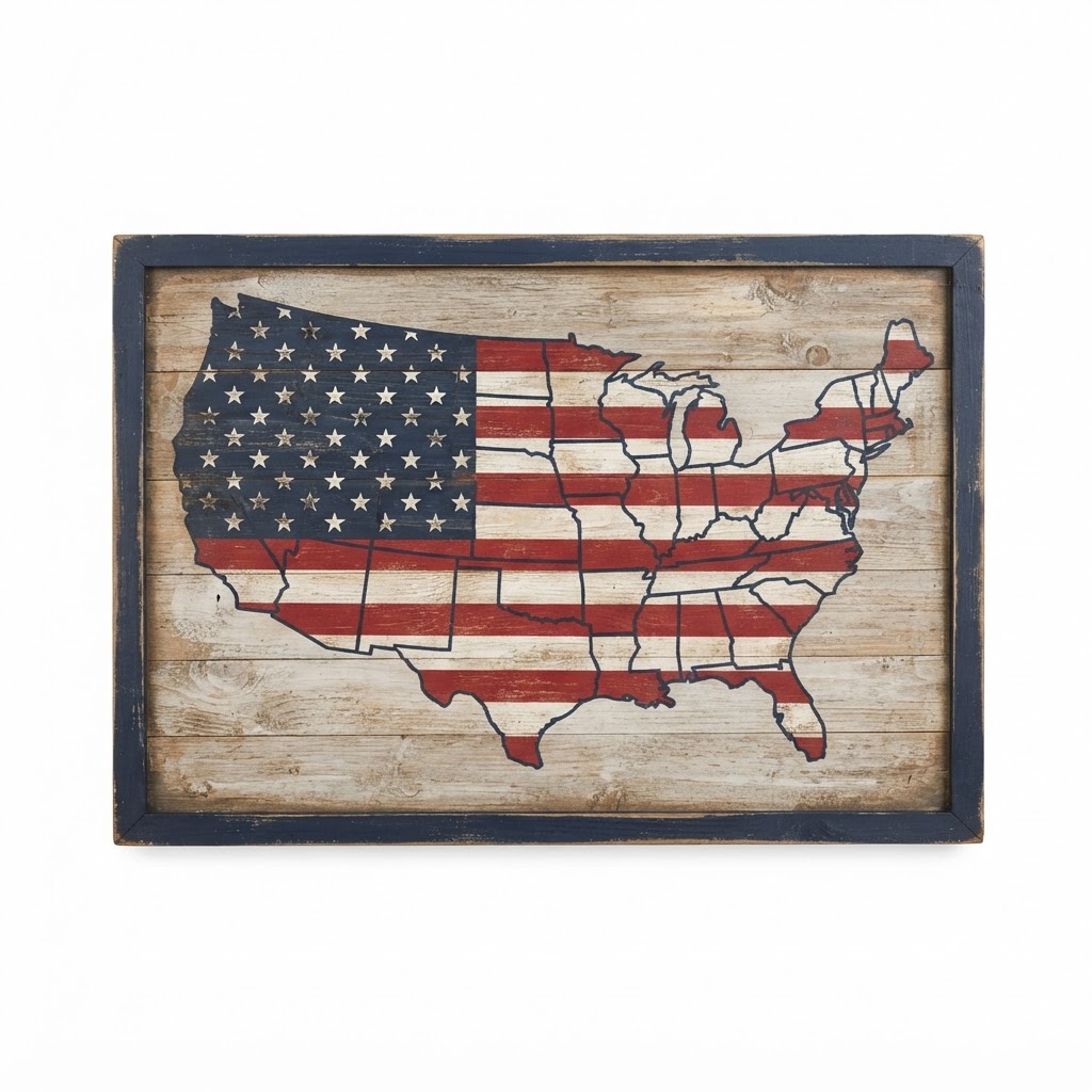 Patriotic American Map Wall Art