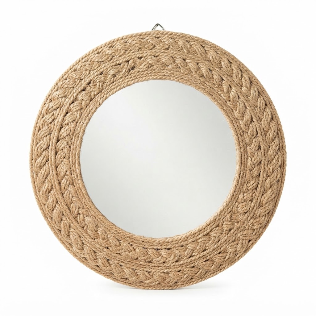 Natural Jute Round Mirror