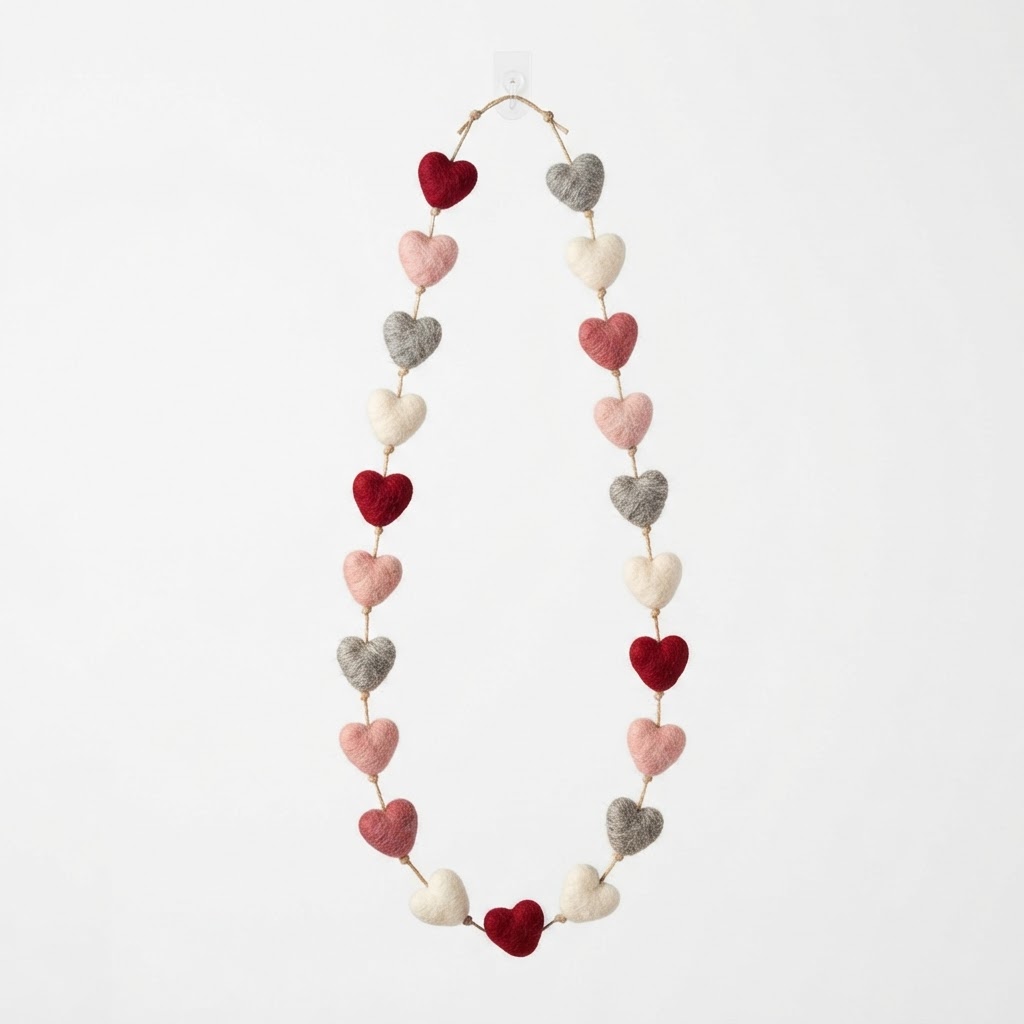 Transitional Felted Heart String Garland