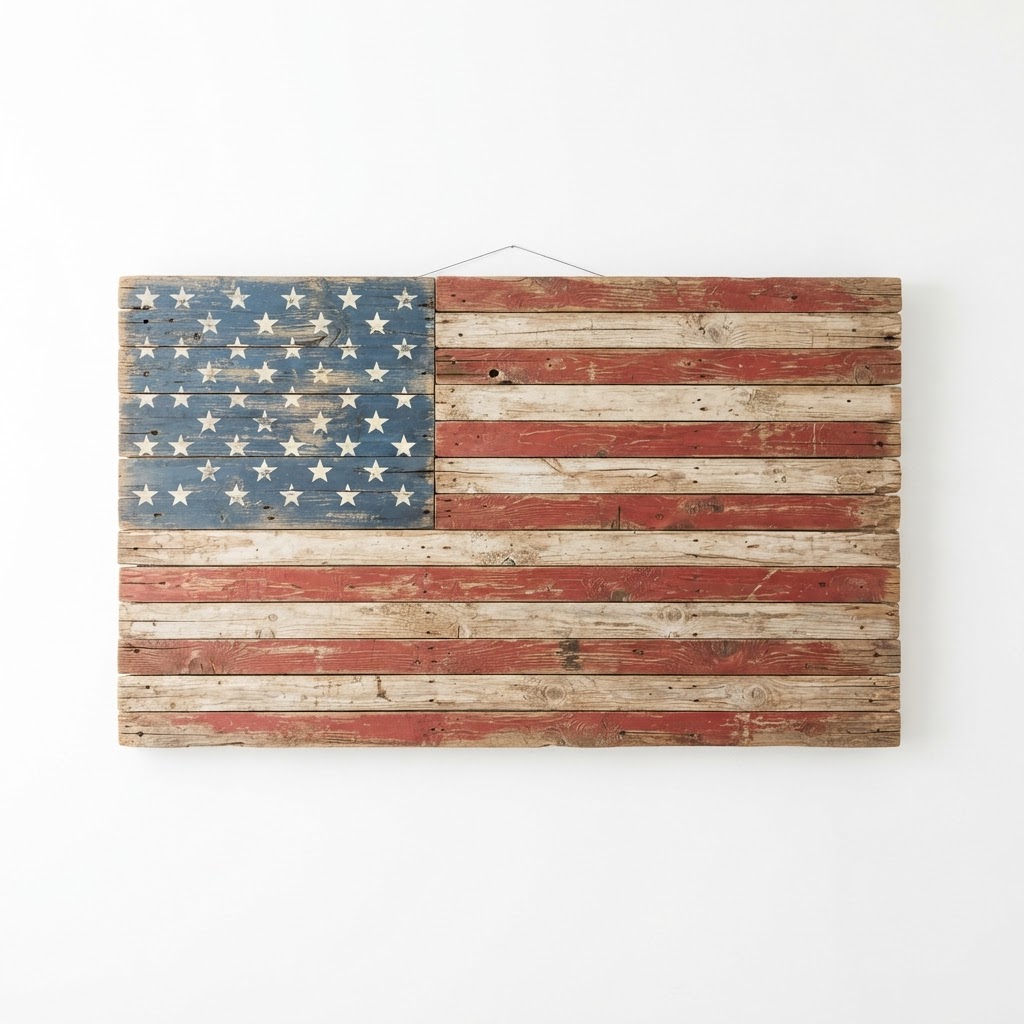 Weathered Wood American Flag Wall Art