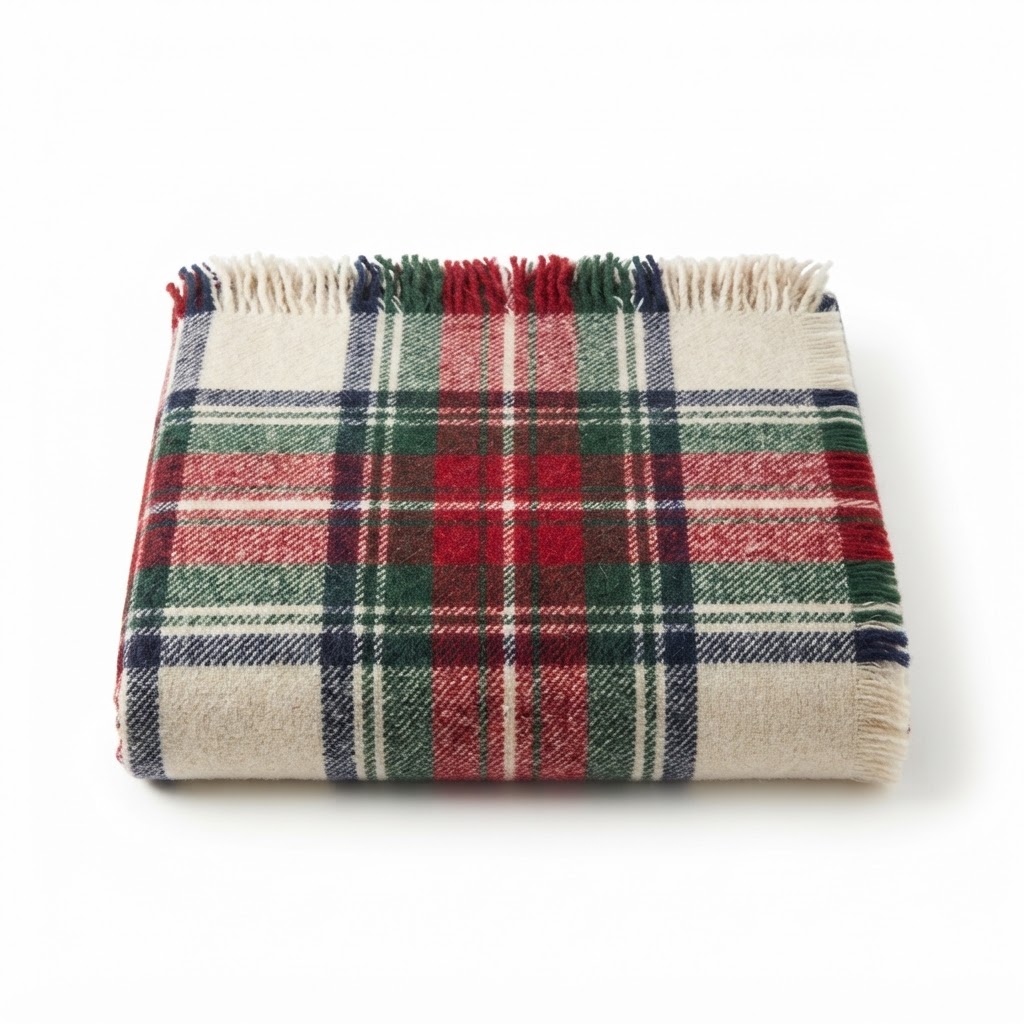 Plaid Wool Throw Blanket