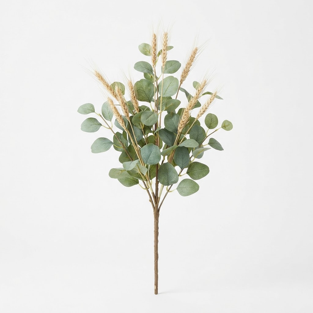 Artificial Eucalyptus and Dried Wheat Spray