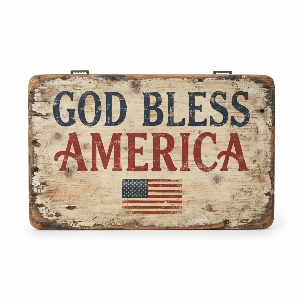Distressed Wood God Bless America Sign